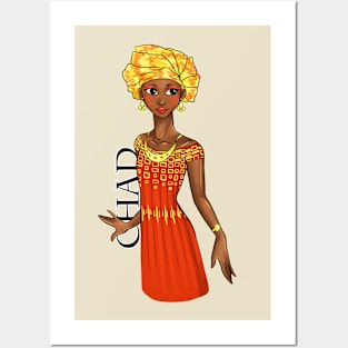 Black is Beautiful - Chad Afrocican Melanin Girl in traditional outfit Posters and Art